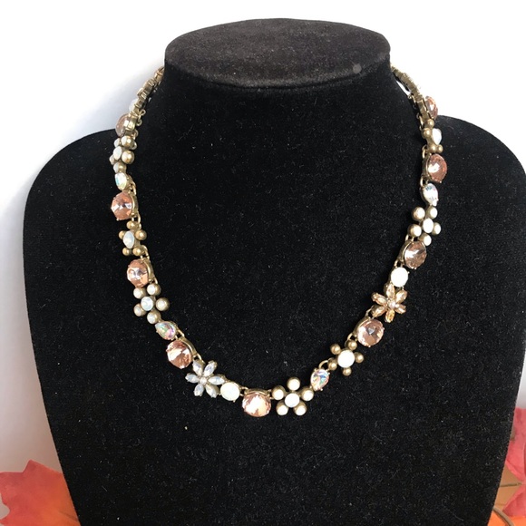 LOFT Peach & Flowers Rhinestone Choker Necklace - Picture 2 of 5